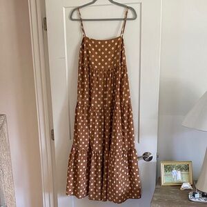 Charlie Holiday Brown Tiered Midi Sundress